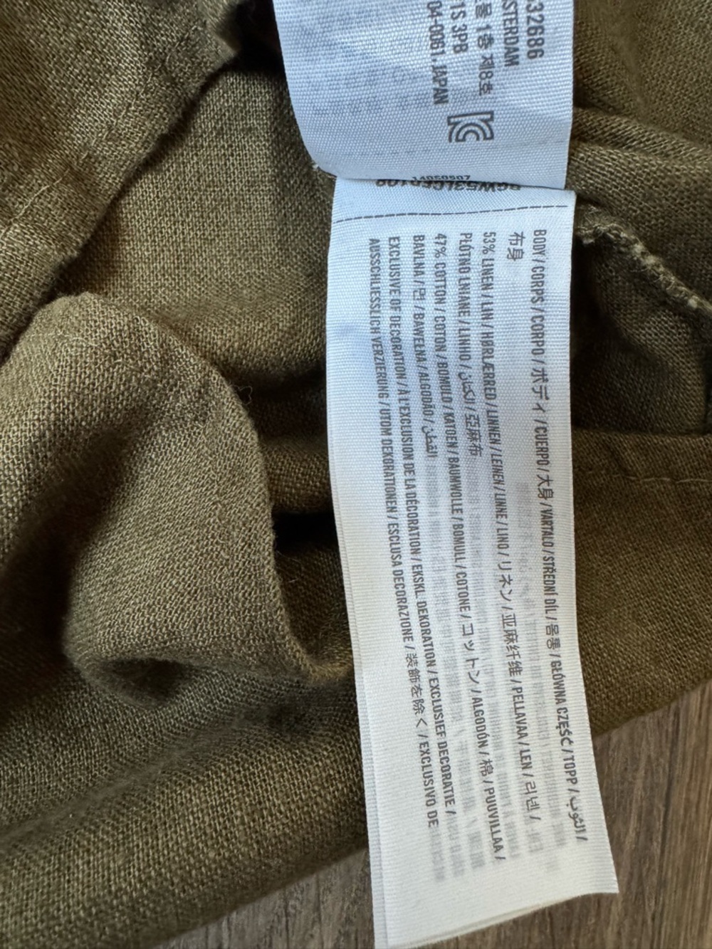 Abercrombie & Fitch Olive Green Linen-Blend Button Down Shirt - Picture 3 of 6